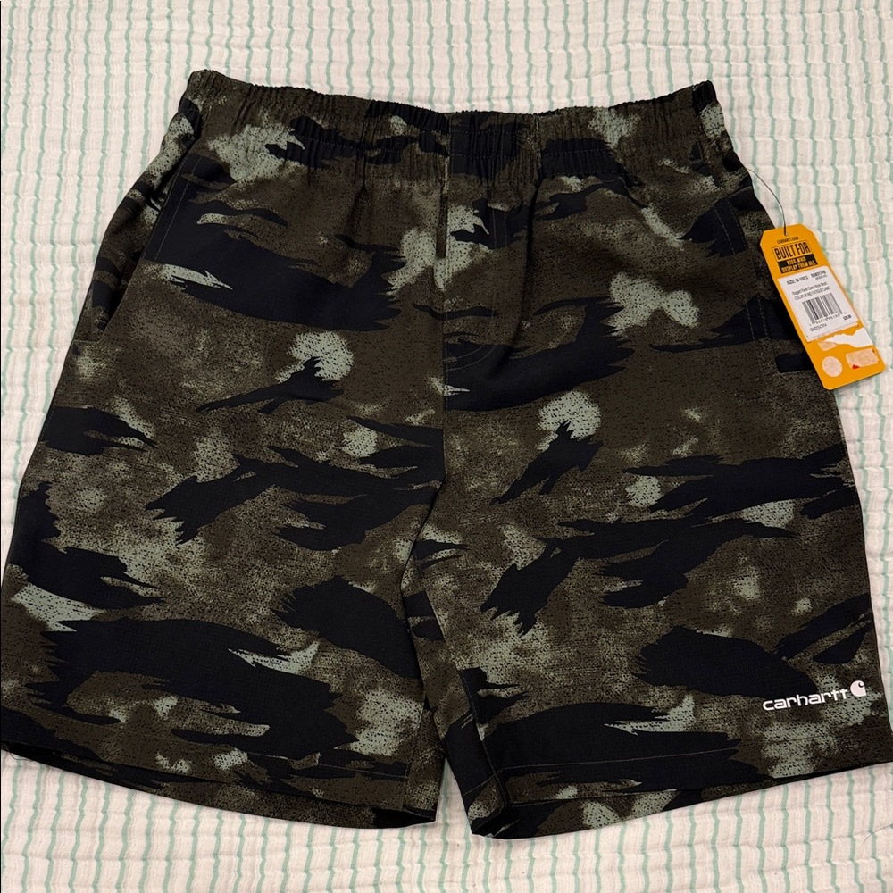 NWT Boys Carhart Rugged Flex Camo Work Short in color Blind Fatigue Camo